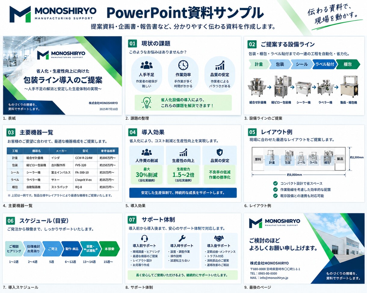 製造業向けのExcel・提案資料を作成します 設備比較・管理表・報告書を見やすく整理します イメージ5