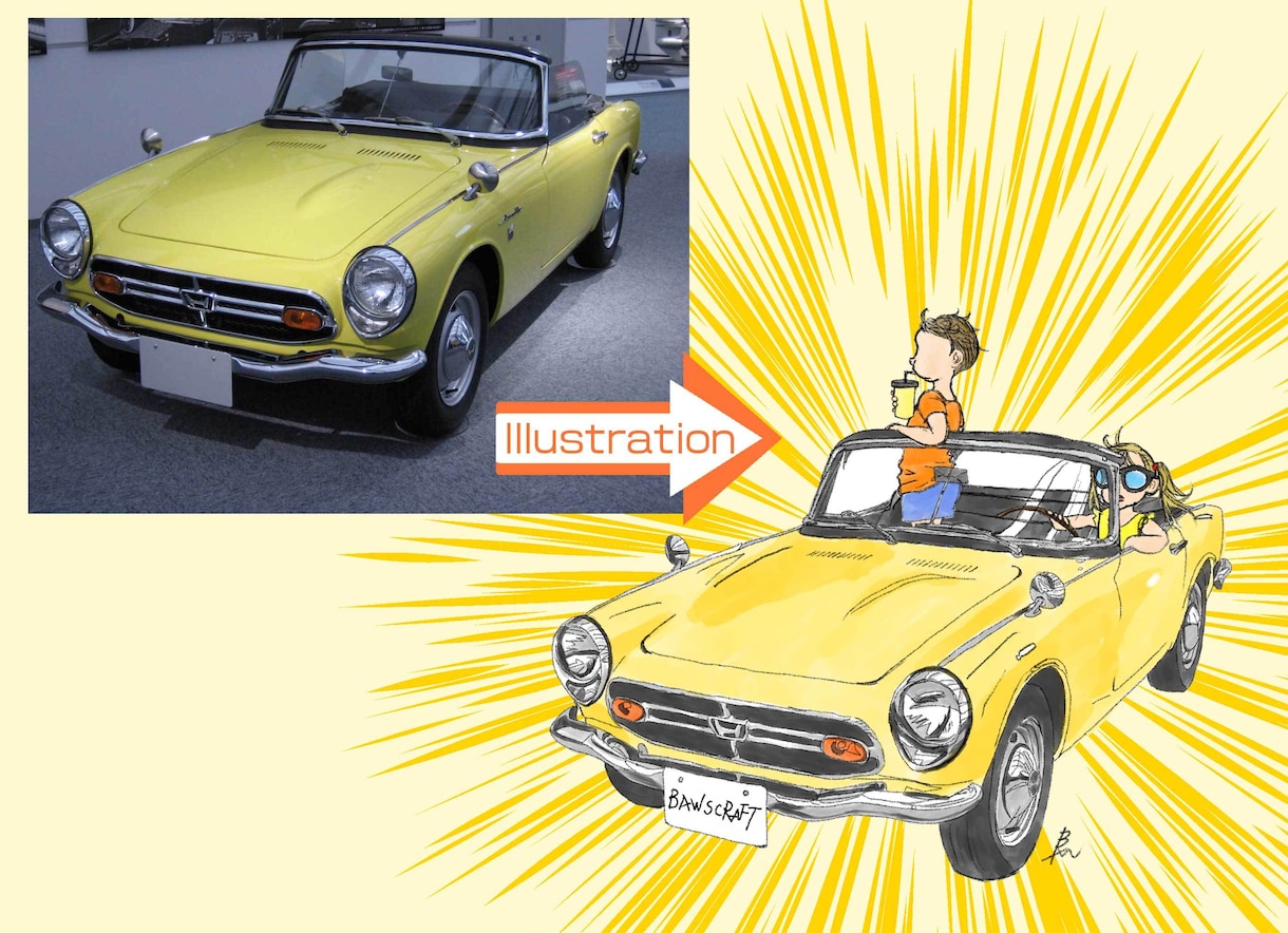 手描きの車・バイク・建物・風景等のイラスト描きます 手描きスケッチをベースに愛車などをオリジナルイラストに！ イメージ3