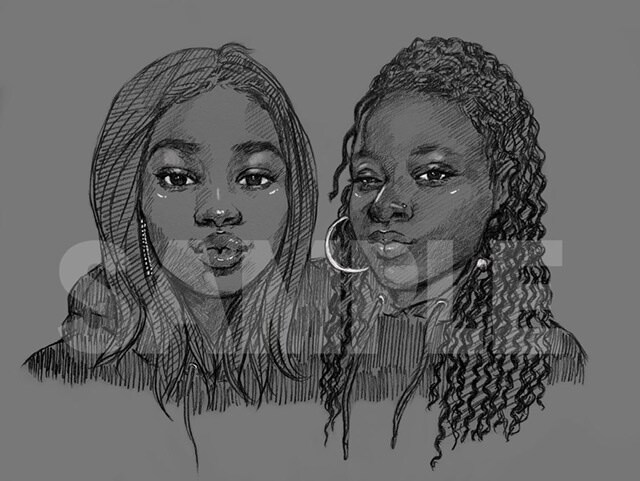 鉛筆画をデジタルで加工した似顔絵描きます SNSのアイコンやプレゼントに！ イメージ1