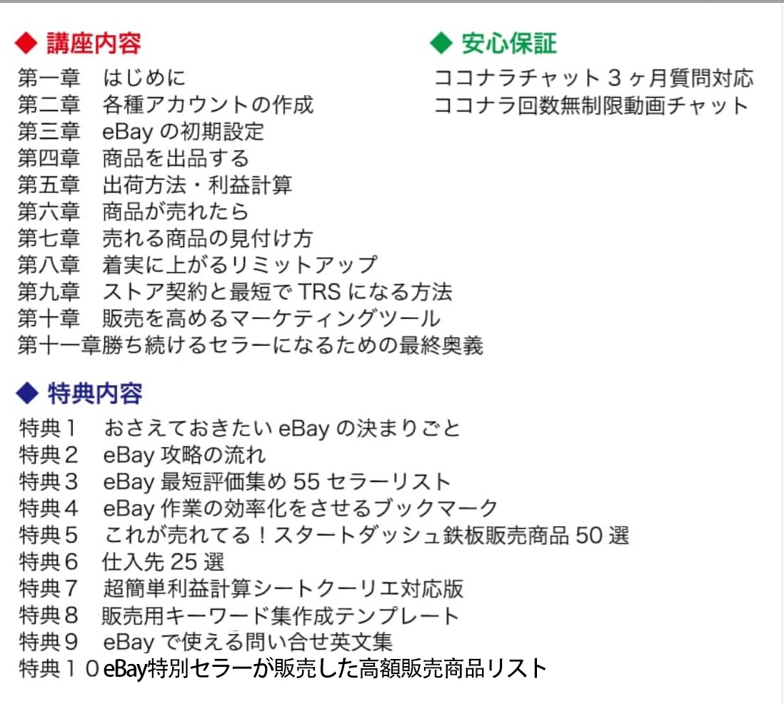 ebay海外物販を特別セラーが3ヶ月コンサルします 初心者歓迎 特盛り教材＋3ヶ月コンサル＋無制限ビデオチャット イメージ3