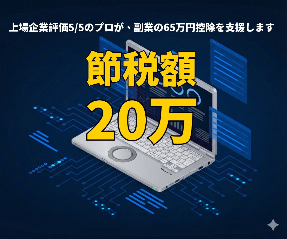 65万円控除を目指す副業の記帳を代行します 上場企業経理が100仕訳までの記帳を正確に代行します イメージ1