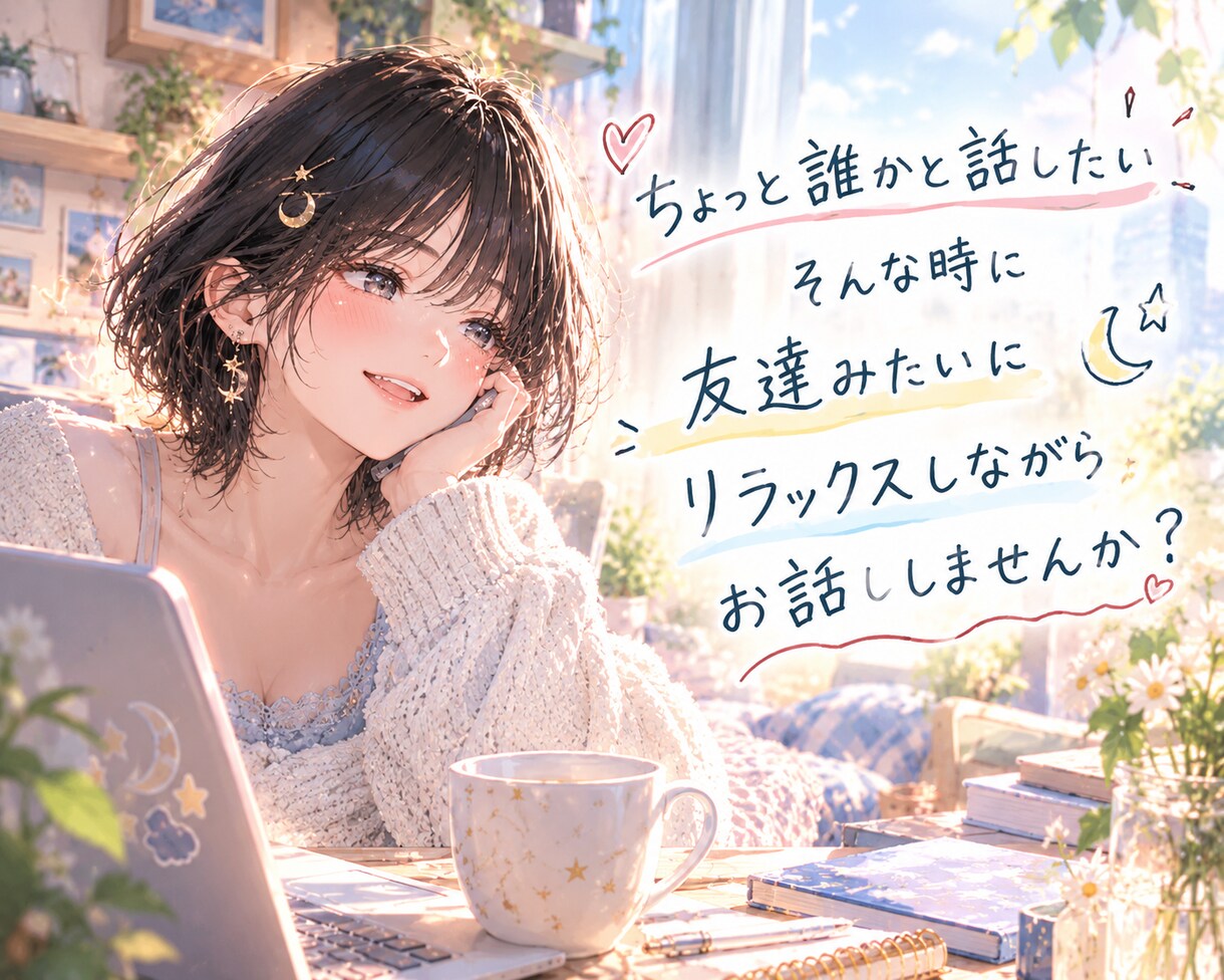 友達みたいに気軽にお話し相手になります ちょっと誰かと話したい時や、作業中の口が暇っ！な時にどうぞ♡ イメージ1