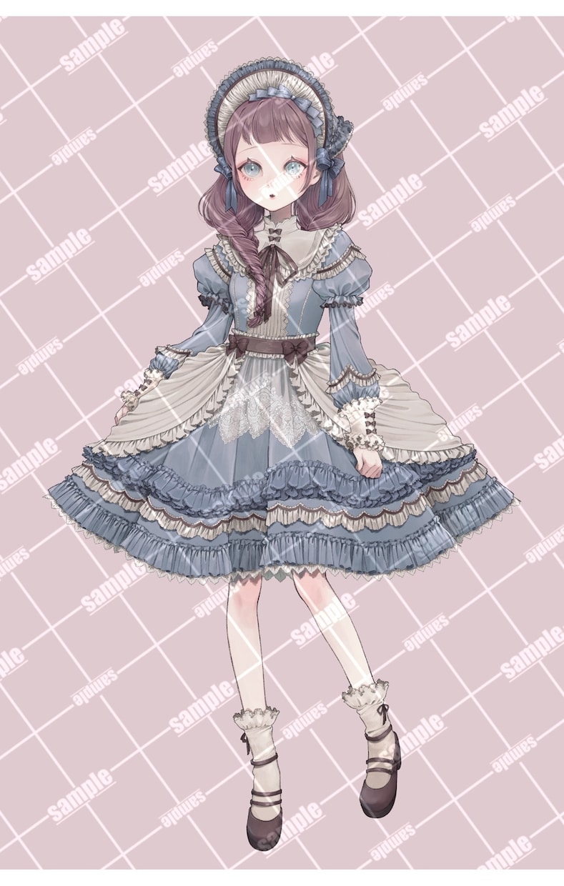 女の子の立ち絵(主にロリィタ系)描きます ロリータや和装の衣装に凝ったイラストです。 イメージ2