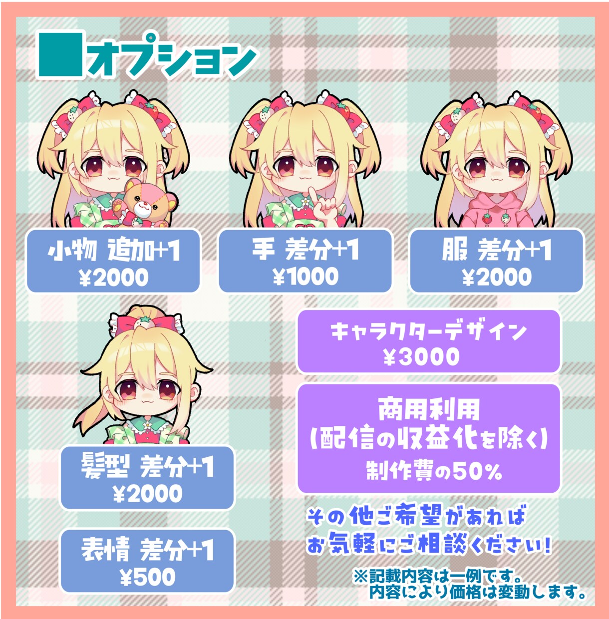 ミニキャラの差分付き立ち絵を制作いたします 配信・動画・ゲームに使える！まばたき口パク差分付き！ イメージ3