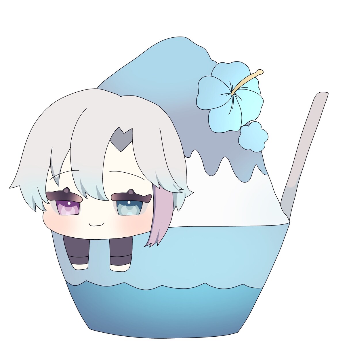 かき氷に埋もれてます 今まさに旬！夏にピッタリのSDイラスト イメージ1