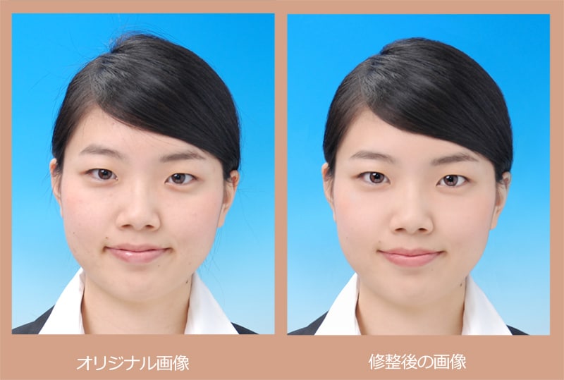 人物写真を好印象に美肌レタッチやサイズ加工します 就活写真やプロフィール写真の修正、ゆがみの矯正にも対応します イメージ2