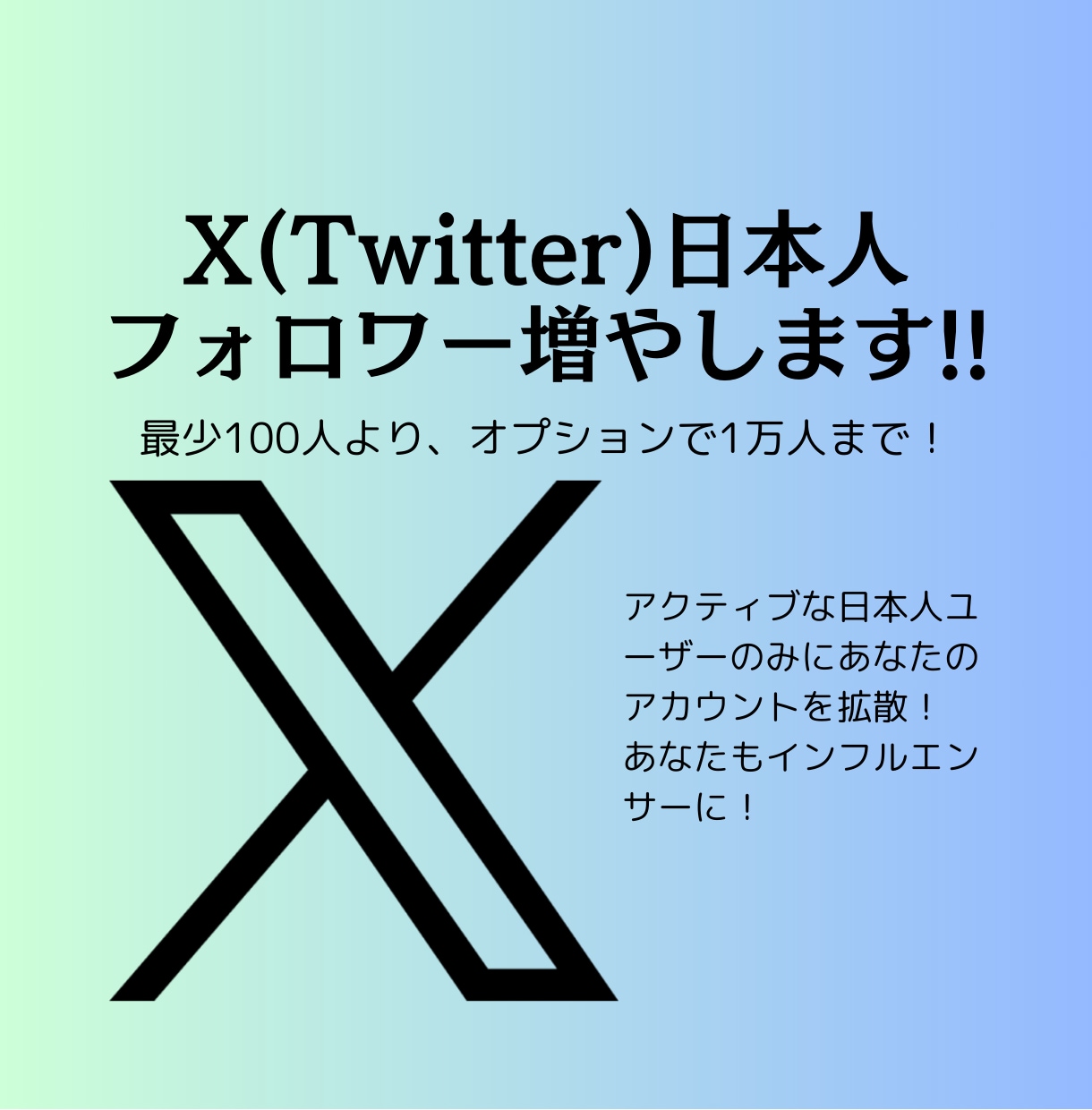 格安！X(ツイッター)日本人フォロワー増やします 格安で日本人フォロワー100人増やします！ イメージ1