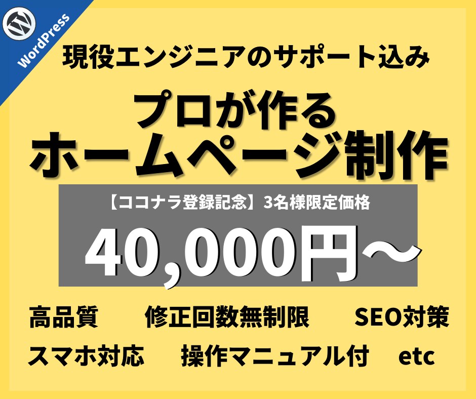 コミコミ1万円！歴4年のプロがサイト制作します SEO検索順位1位の実績│企業案件実績│HPのマニュアル配布 イメージ1