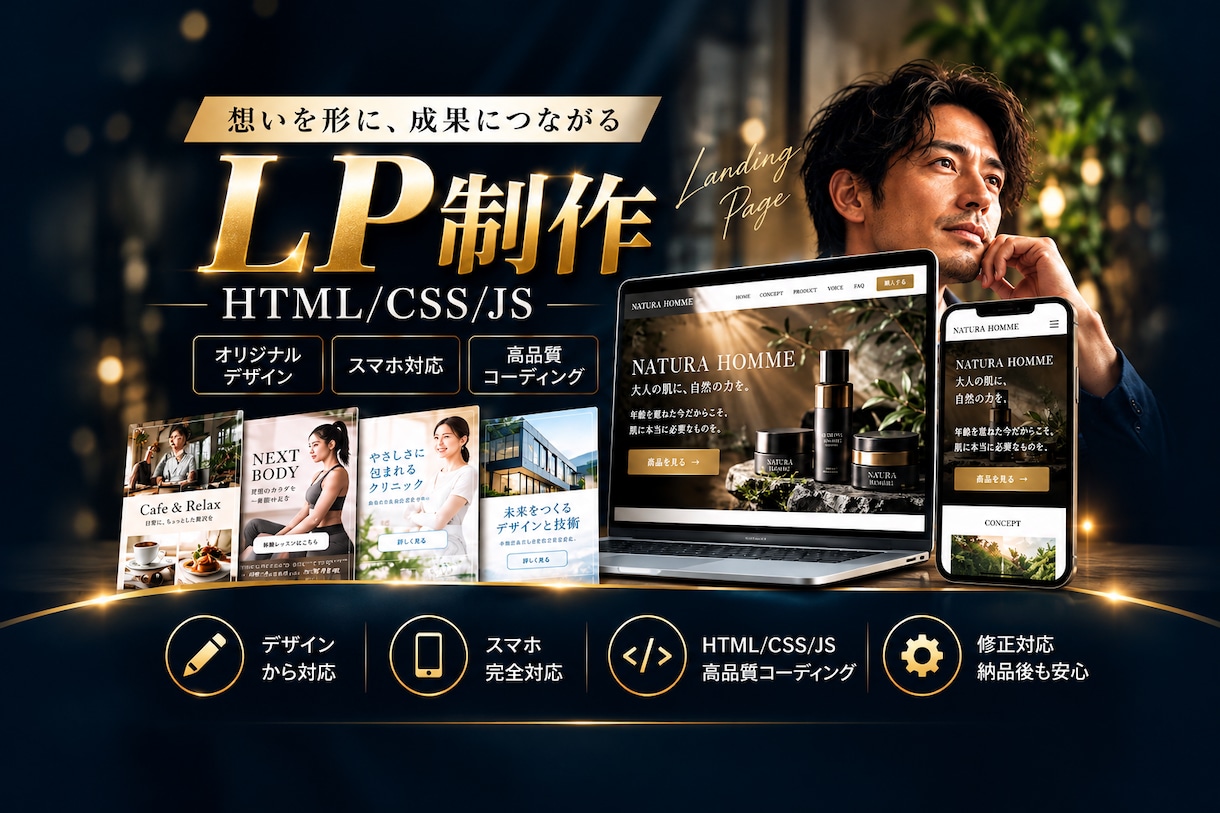 HTMLで動くLPを制作します スマホ対応・デザインから公開用ファイルまで イメージ1