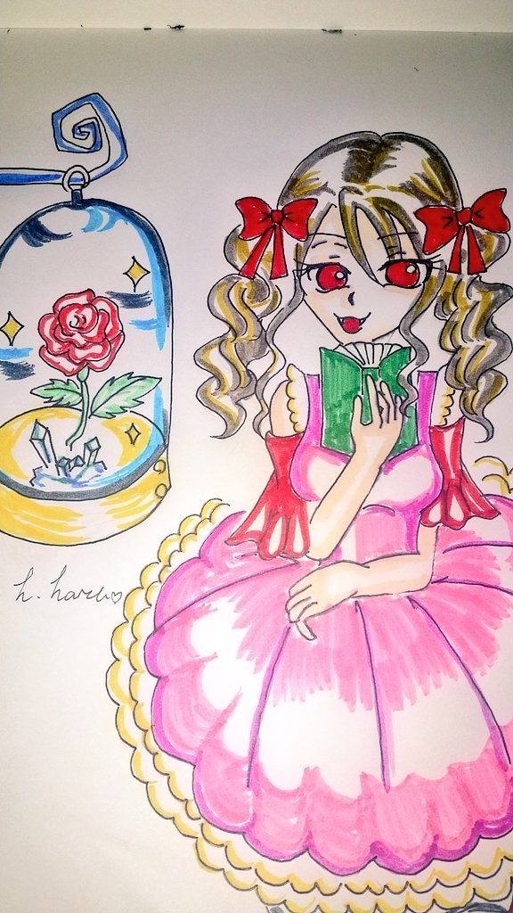 一昔前の少女漫画風のイラスト作成します ロリータファッションの少女を描きます。すべて手作業です。 イメージ1