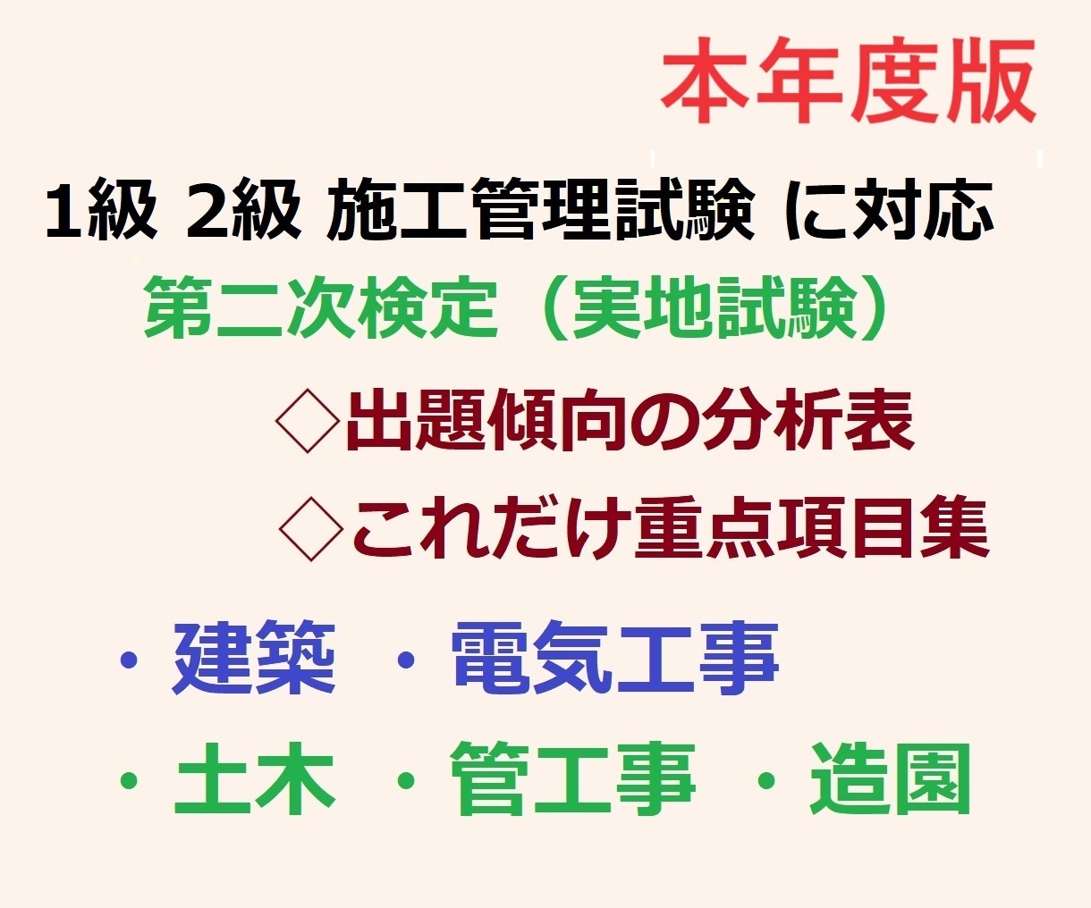 施工管理☆実地試験の出題分析と重点項目集を送ります 建築・電気工事・土木 1級・2級 施工管理試験◇2024年版