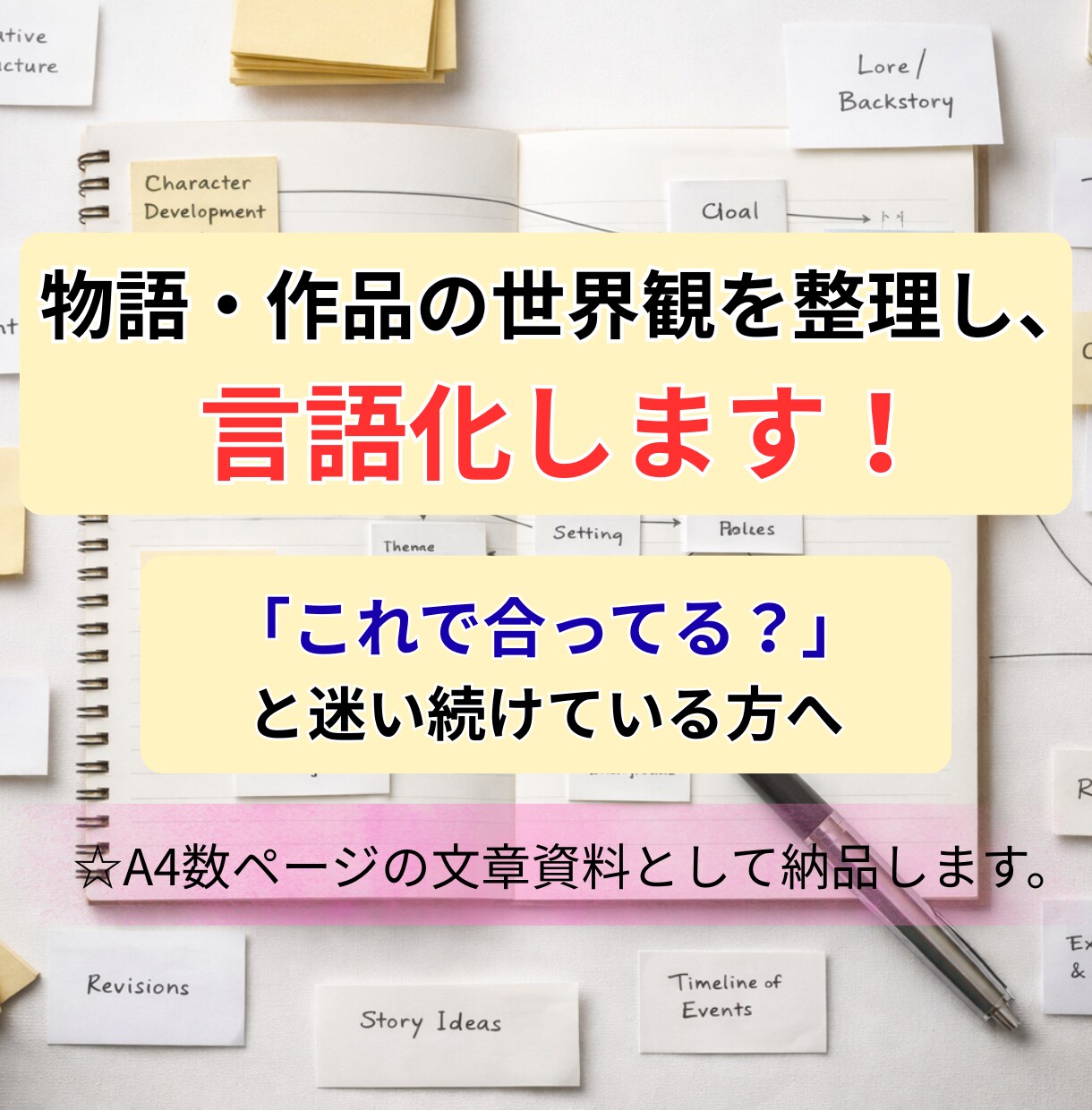物語・作品の世界観を整理し、言語化します 「これで合ってる？」と迷い続けている方へ イメージ1