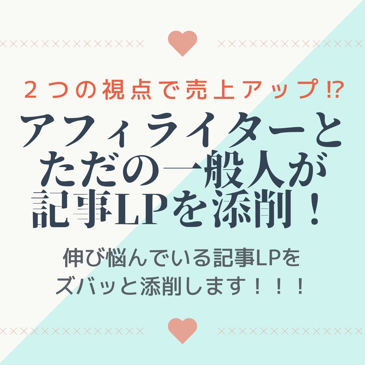 売り上げが伸び悩む記事LPを２つの視点で添削します 現役アフィライターと一般人が記事LPを全力添削します イメージ1