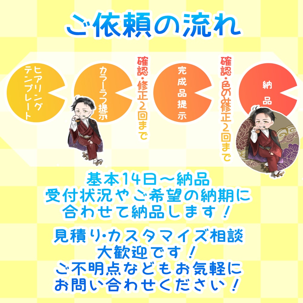 商用利用込！！ちびキャラ全身イラスト制作します 華やかな色彩で、グッズ映え/配信映え/画面映えします！ イメージ2