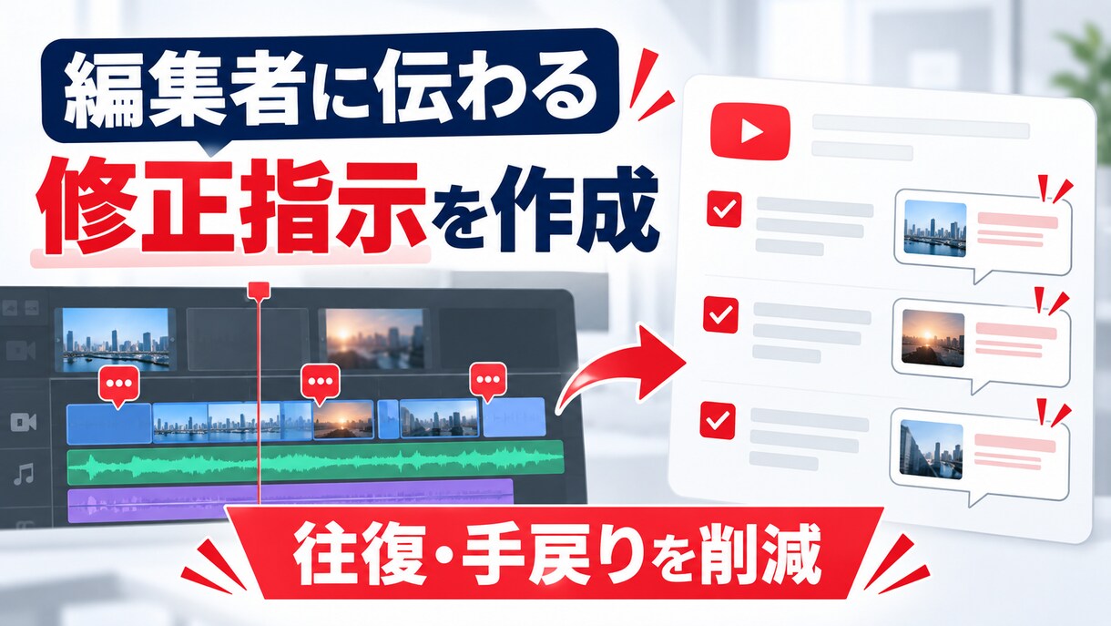 YouTube編集者への修正指示を作成します 手戻りを減らす伝わる指示文へ個別に整理します イメージ1