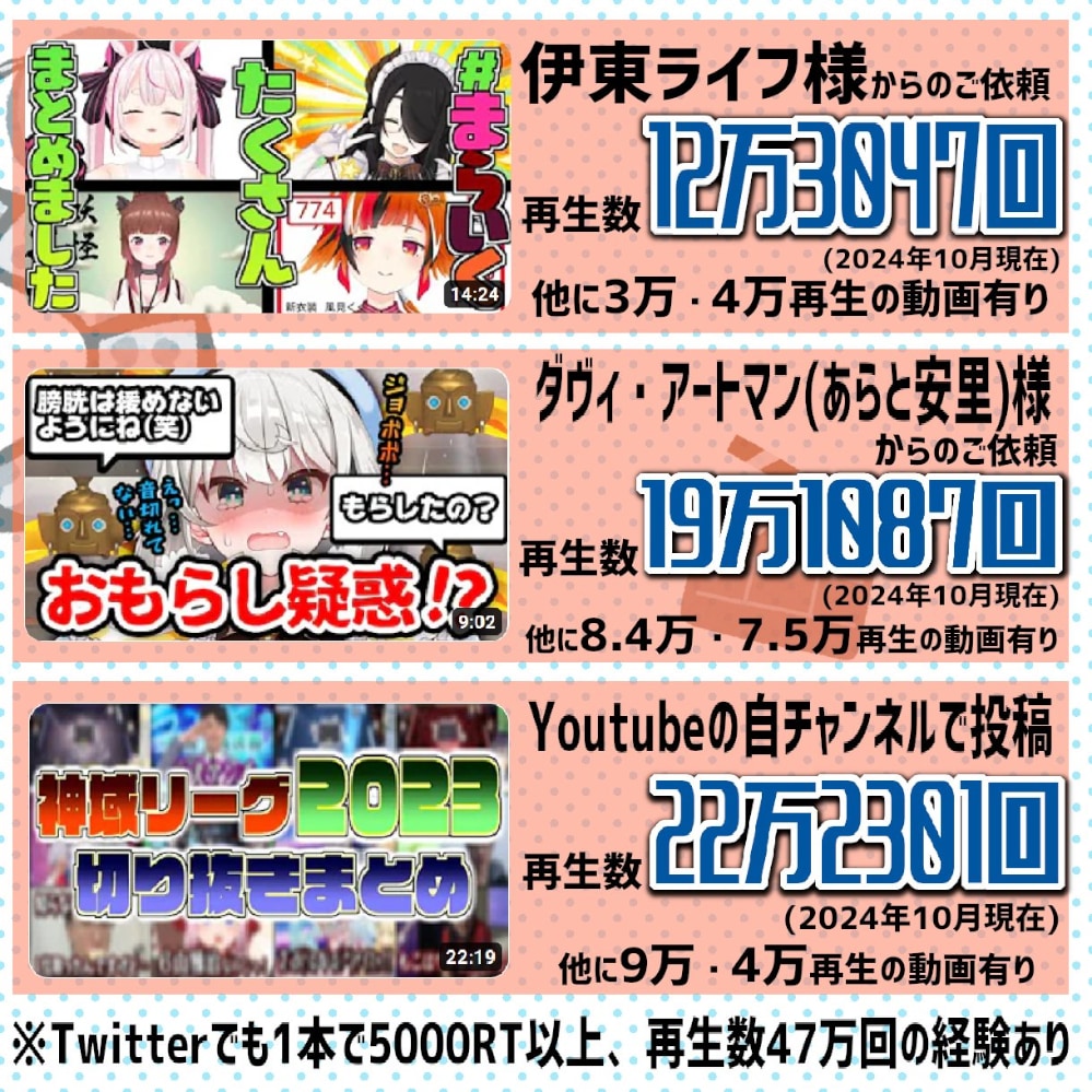 Vtuber様/配信者様向け！切り抜き動画作ります 1分3,000円！！全投げお任せプランあり！！ イメージ3
