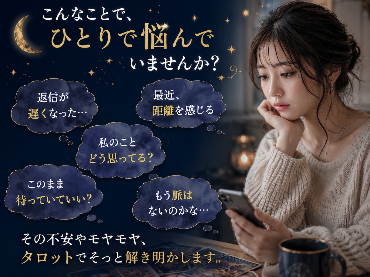 あの人の今の気持ちと本音を深く読み解きます タロット×心理視点で二人の今後と接し方まで丁寧にお伝えします イメージ2