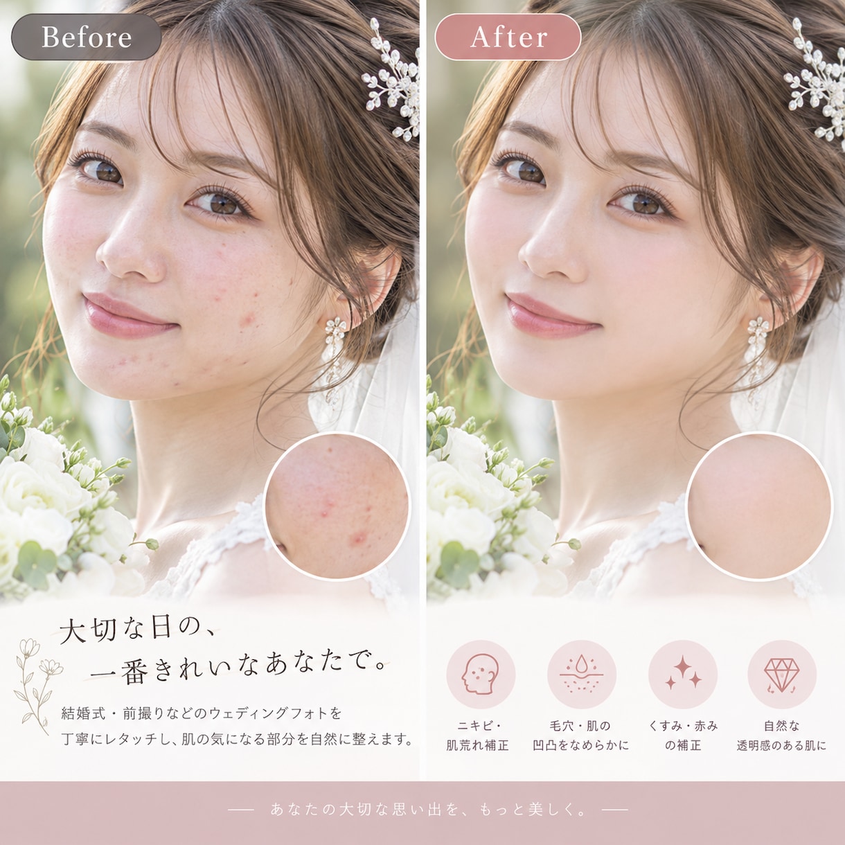 お顔画像のリタッチ修正加工をいたします 顔のリタッチ修正加工を得意としております イメージ1