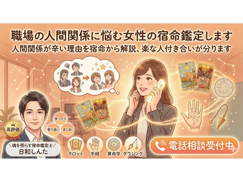 職場の人間関係に悩む女性の宿命鑑定します 人間関係が辛い理由を宿命から解説、楽な人付き合いが分ります イメージ1