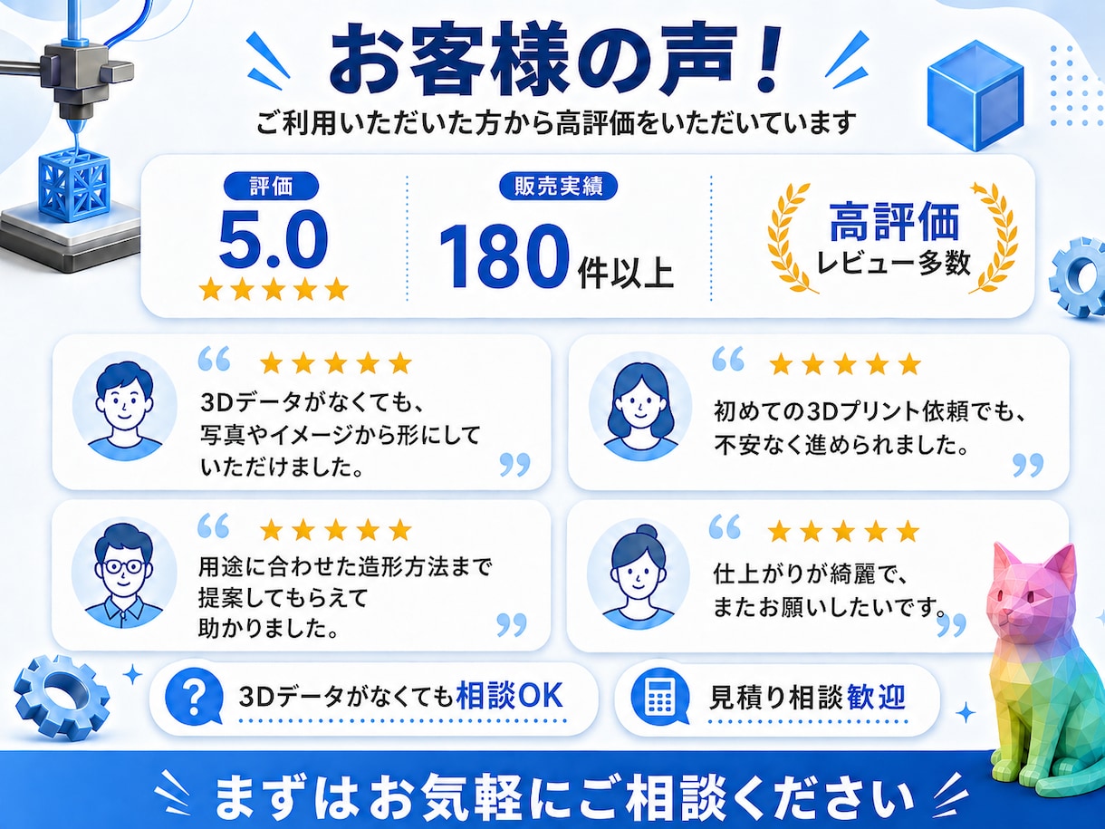 3Dプリンターで印刷代行します データがない方も大丈夫！3Dデータの作成も承ります！ イメージ5