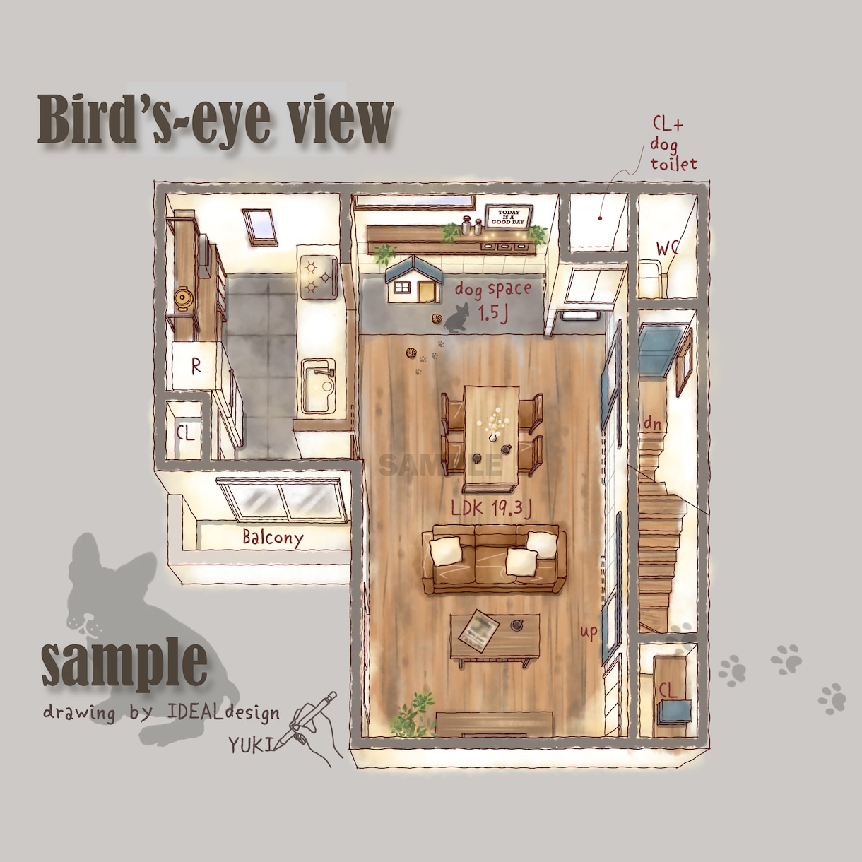 わくわく★いい感じの手描き立体間取り図承ります 注目度UP‼あなたのプランの魅力を引き出します‼ イメージ3