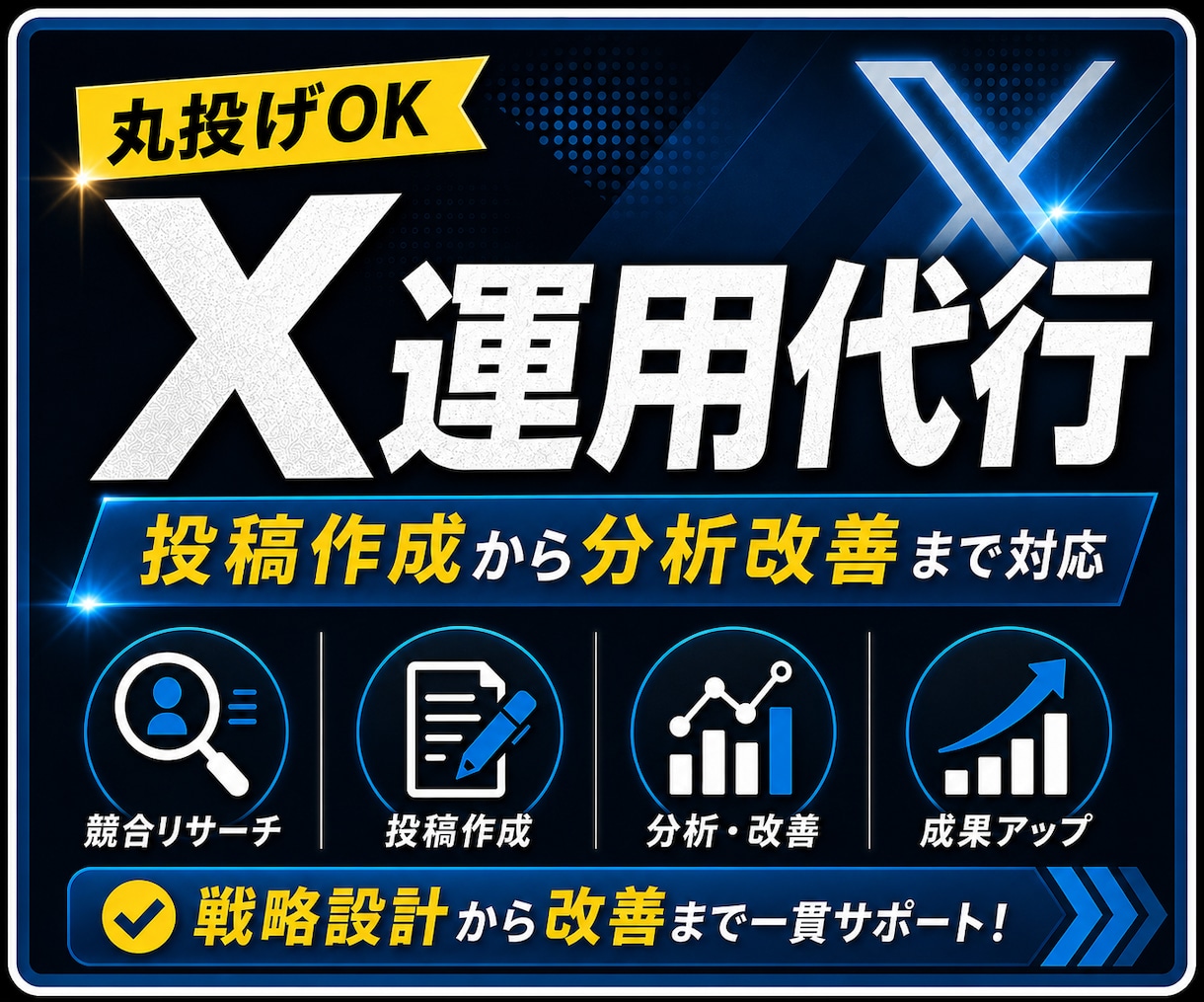 Xを投稿作成から改善提案までまとめて運用代行します X・Twitter運用代行｜SNS投稿作成と分析改善まで対応 イメージ1