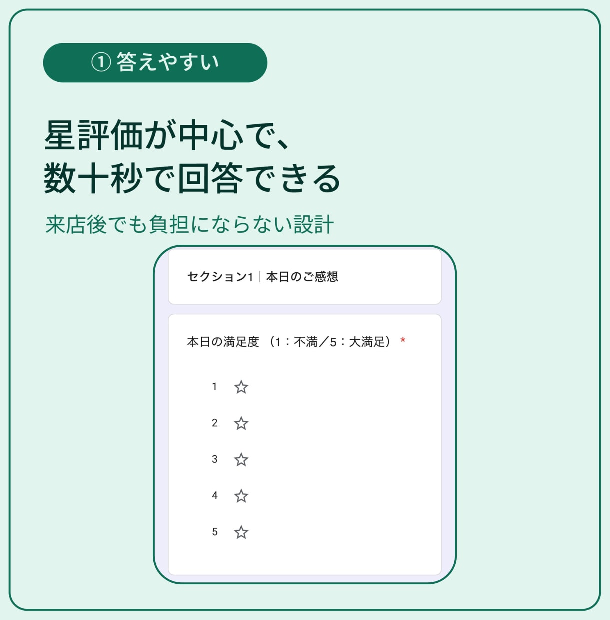 Googleフォームで来店後アンケート作成します 満足度を集めて、Google口コミの増加につなげる イメージ2