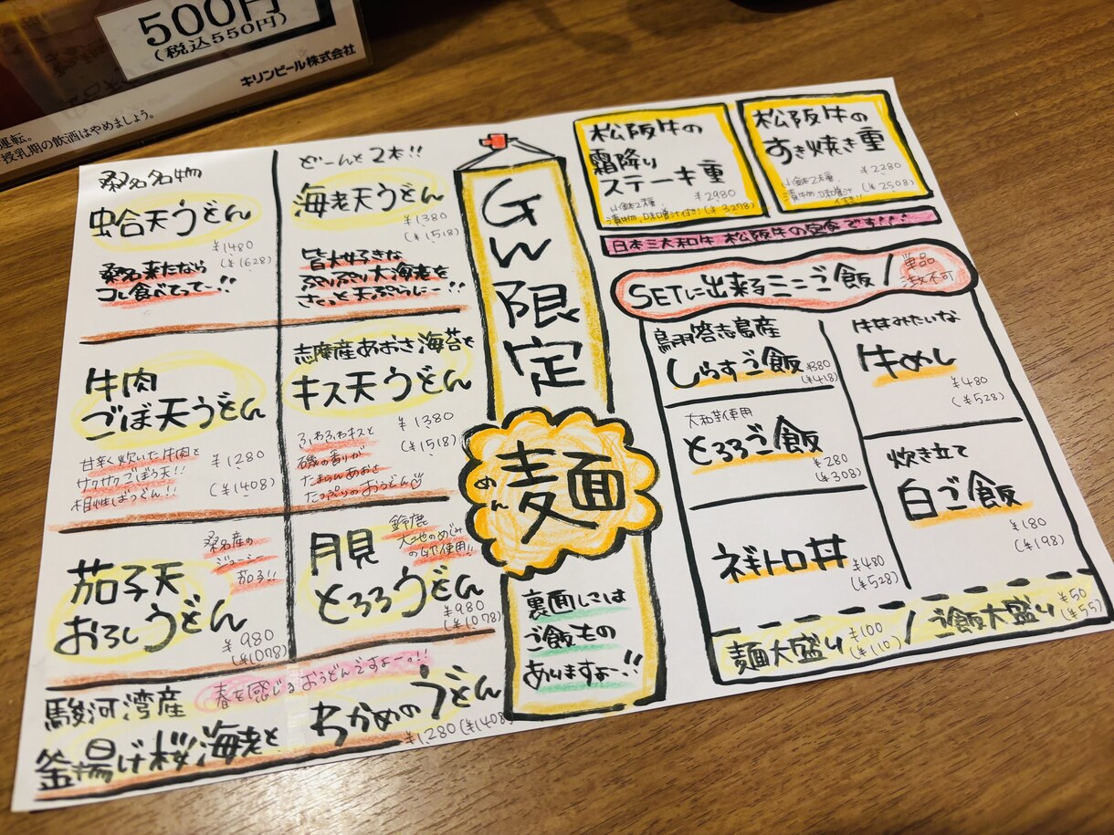 個人飲食店様必見！手書きメニュー作成代行します 筆ペンとクーピーを使用して目を引くメニュー表作成が得意です！ イメージ6