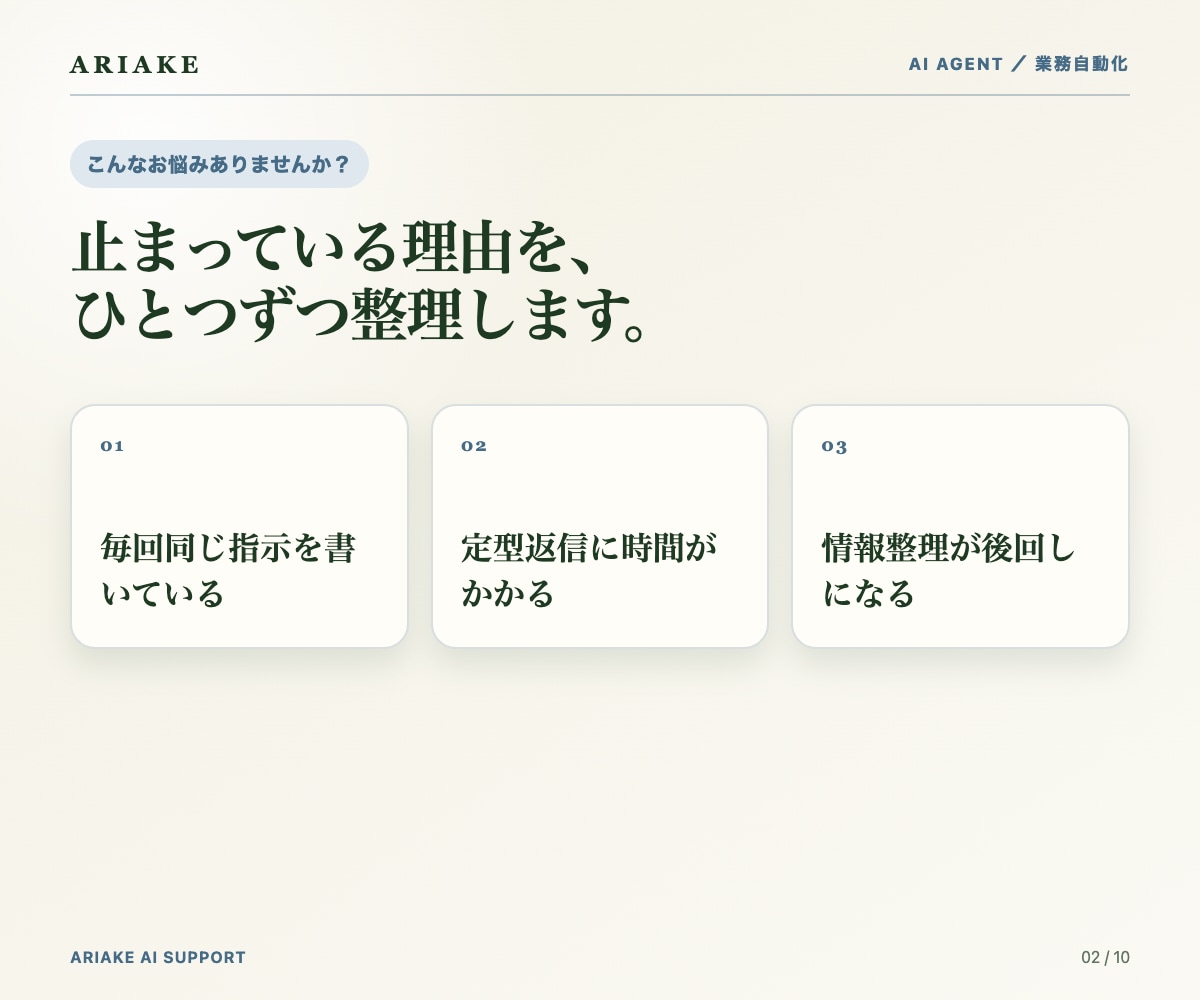 仕事を任せられる専用AIエージェント作ります まずはご相談ください。任せられるかの見極めからどうぞ イメージ2