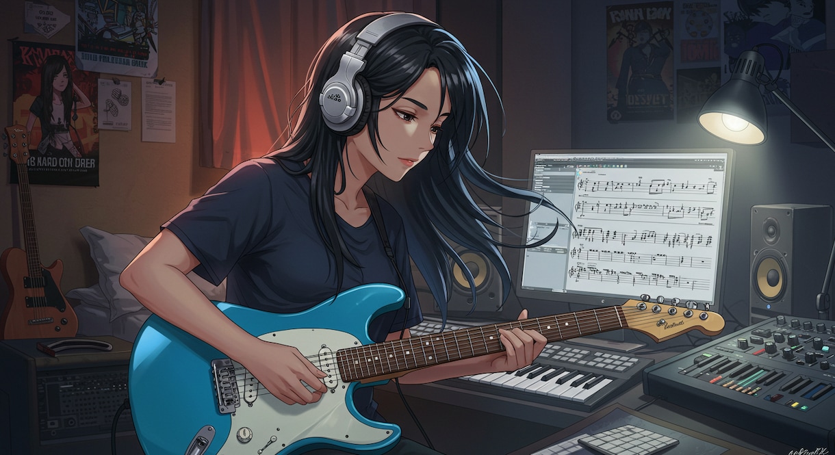 楽曲を2曲(特にROCK)をAIで作成します ジャンル・歌詞・雰囲気を自由にリクエストOK！修正無制限 イメージ2