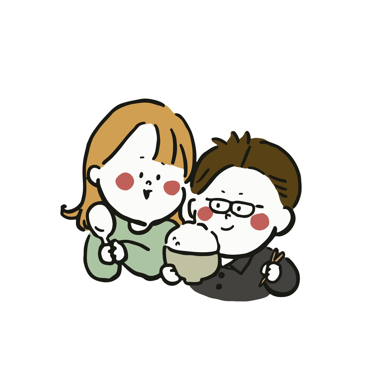あなたがモデルの ペアイラスト をお描きします シンプルだけどキュートでほっこりなイラストが得意ですഒ˖° イメージ9