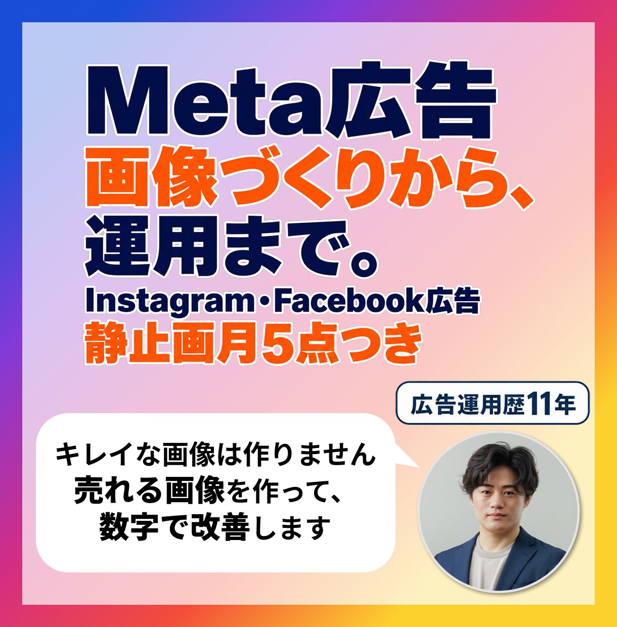運用歴11年がMeta広告を制作から運用します Instagram・Facebook広告｜静止画バナー月5点 イメージ1