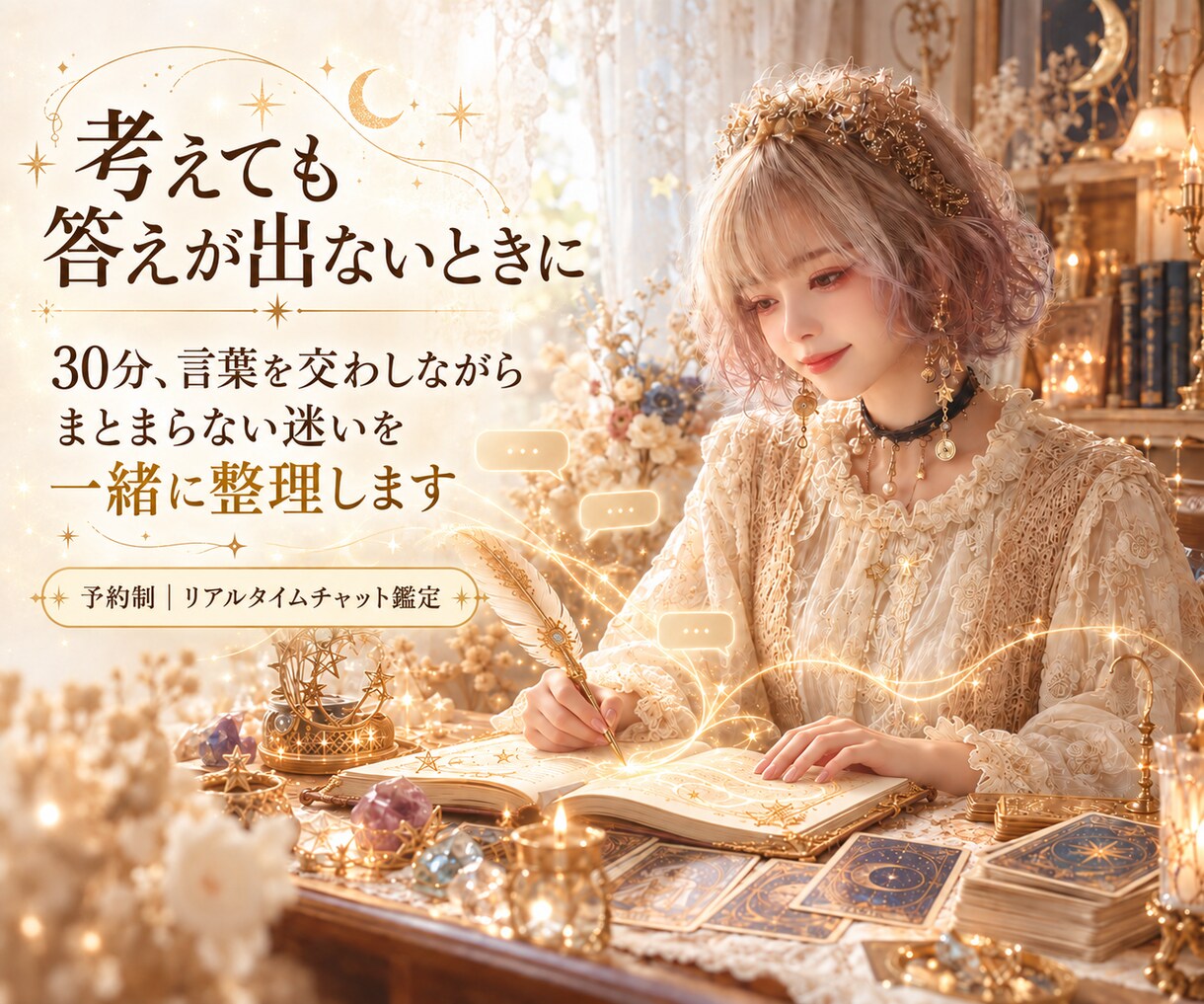 30分チャット｜まとまらない迷いを一緒に整理します 恋愛・仕事・人間関係をリアルタイムで読み解きます イメージ1