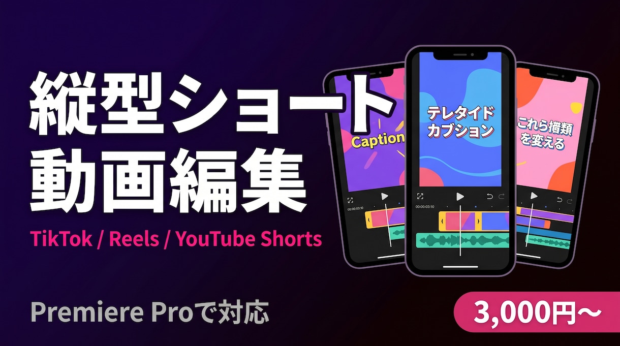 TikTok/Reels縦型ショート動画編集します PremierePro対応・1本¥3,000〜・最短2日納品 イメージ1