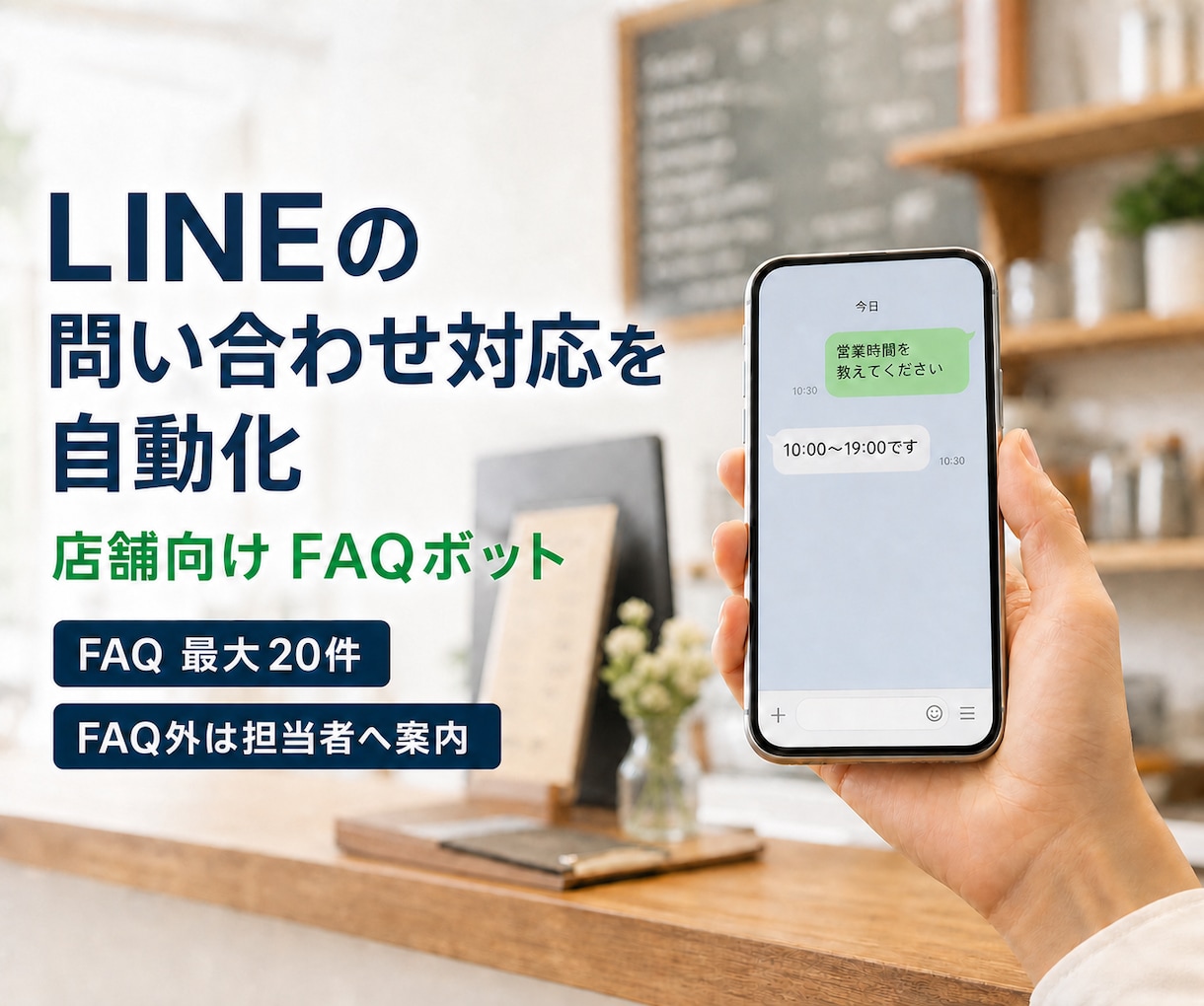 LINE公式アカウント向けFAQボットを作ります 確認済みFAQに回答し、FAQ外は担当者案内へ イメージ1
