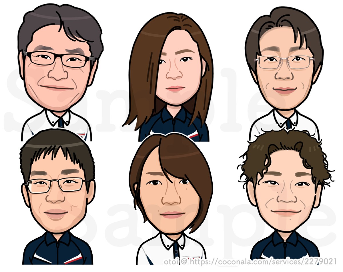 ビジネスにも♪リアルだけど使いやすい似顔絵描きます 〜商用利用可！名刺などで親しみやすい似顔絵をお探しの方に〜 イメージ2
