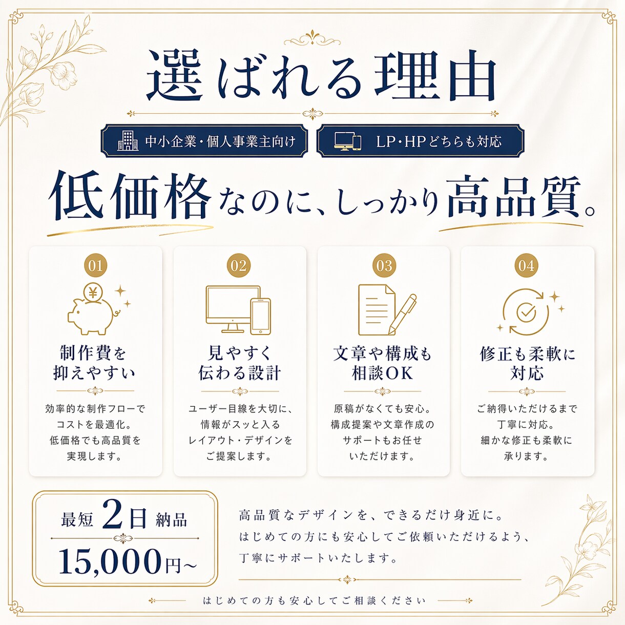 高品質なHP/LPを低単価・短納期で製作します 現役マーケターが集客できるHPを作ります！ イメージ3