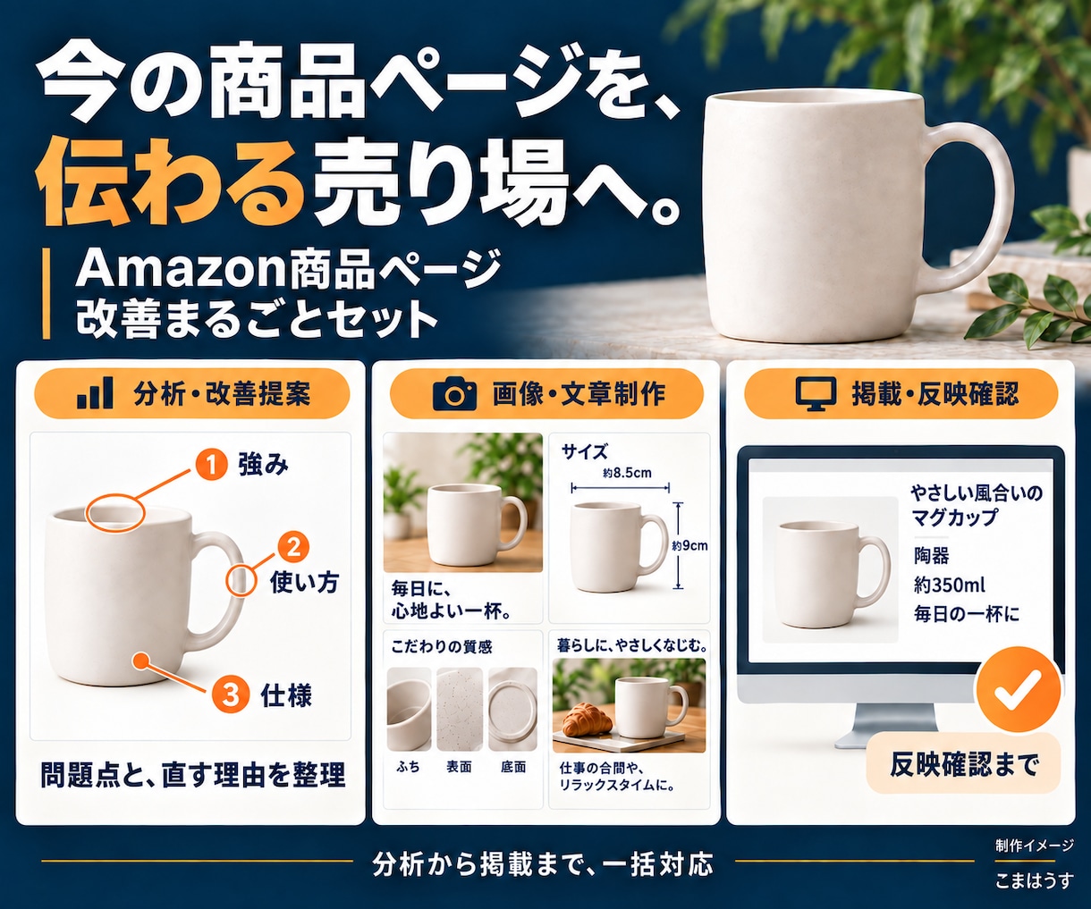 Amazon商品ページを分析・制作・掲載します 現状分析・改善提案から画像と文章の制作・掲載まで イメージ1