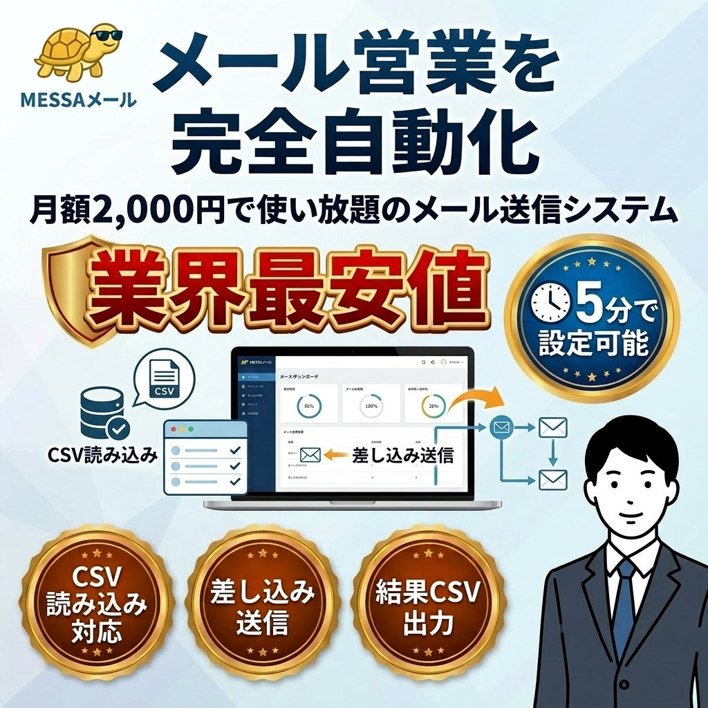 NEW「メッサメール送信」自動メールできます メール自動配信システムがこの価格で登場 イメージ1