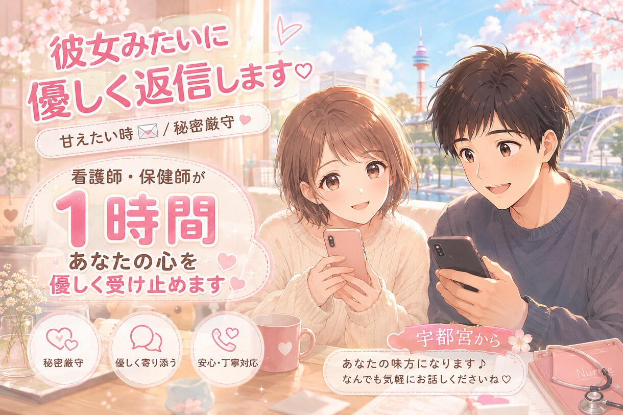 看護師/保健師が１日あなたの心を優しく受け止めます 24時間、あなただけに向き合います。 イメージ1