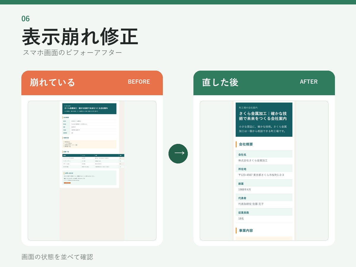 ホームページの表示崩れを修正します スマホ・PCの表示崩れを確認して修正します イメージ1