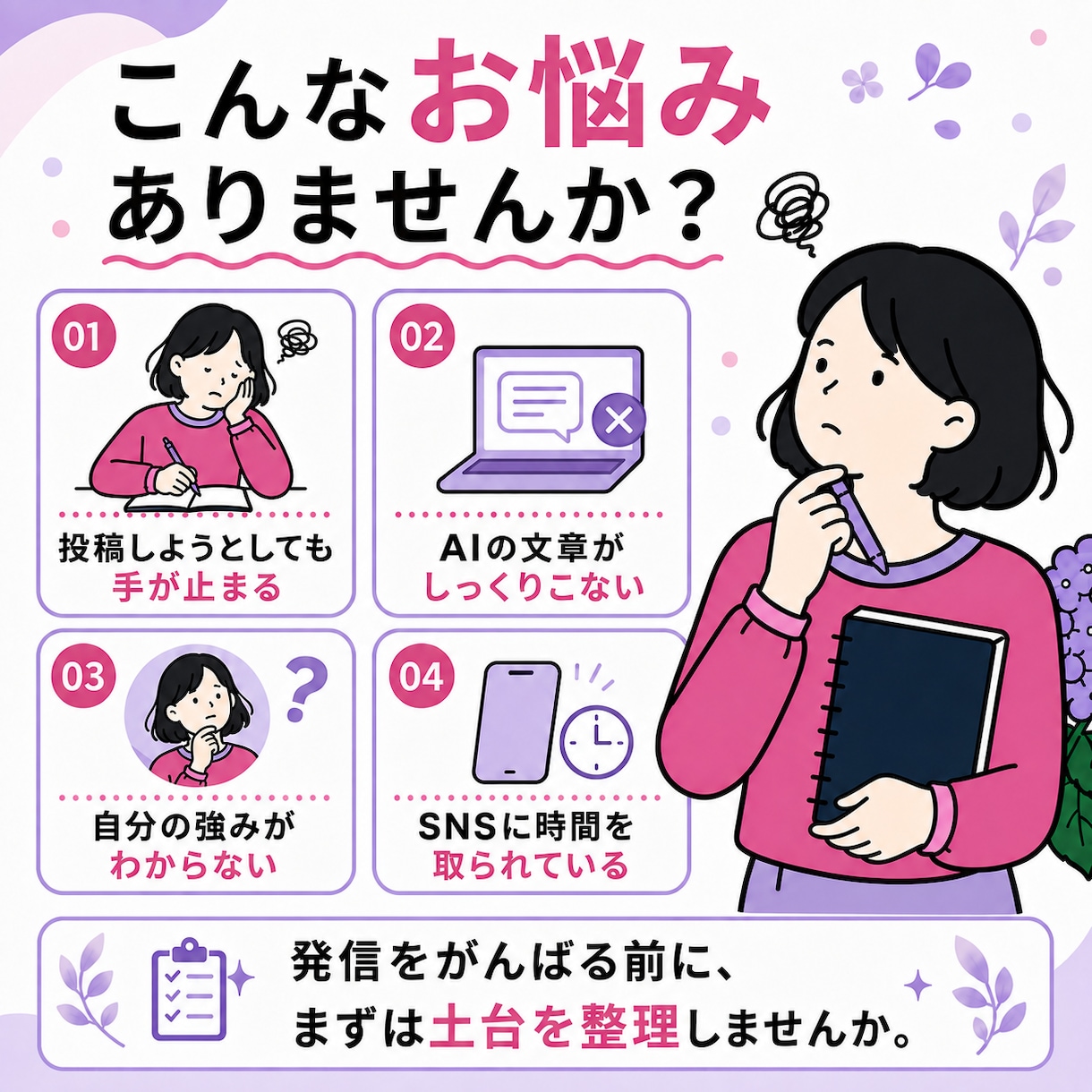 事業の魅力を整理して発信の軸を一緒につくります SNSに追われる毎日から、自分の言葉で伝えられる発信へ イメージ2