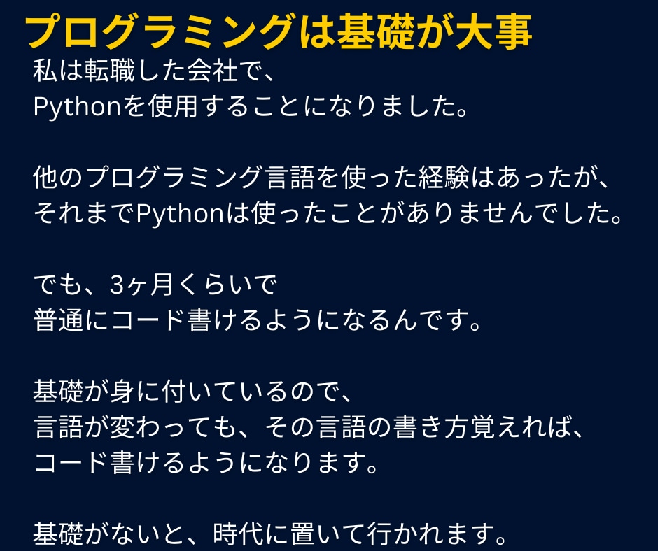 1ヶ月Python質問し放題！習得させます 未経験→SE→年収倍増！人生激変ロードマップも教えます イメージ7