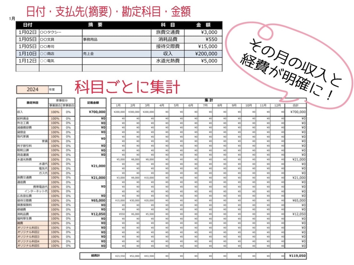 Excelによる簡易帳簿作成致します \現役建設業事務員による簡易帳簿の作成/ イメージ2