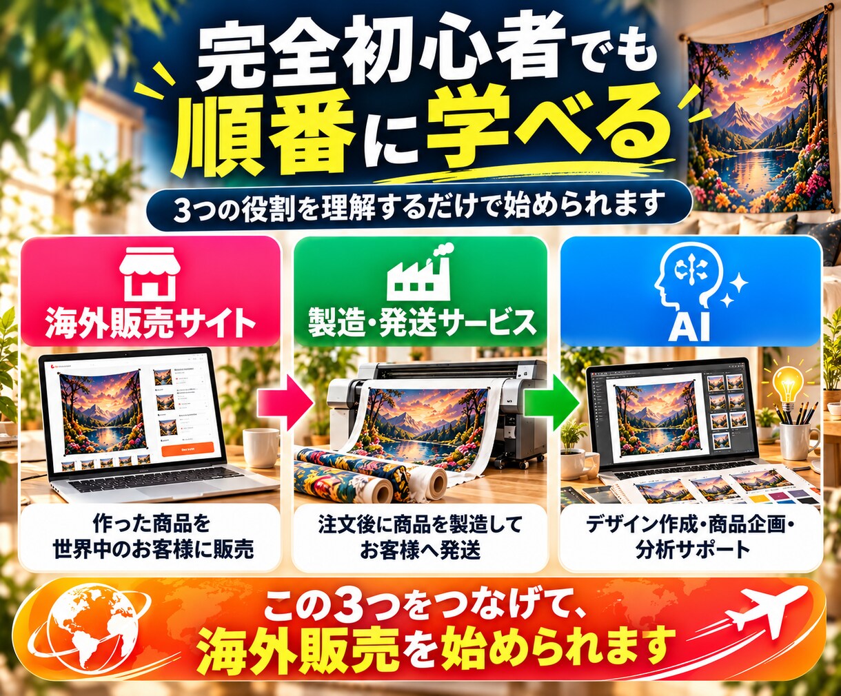 AIタペストリーを海外無在庫販売する方法を教えます 在庫ゼロ・発送作業なしで始める海外販売ビジネスの完全実践教材 イメージ6