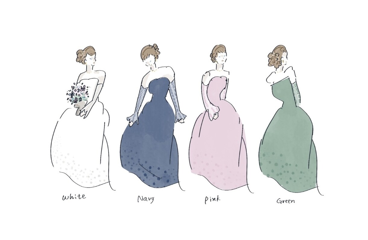 結婚式のペーパーアイテム等のイラスト描きます ウェルカムボード、ドレス当てや人物、ペーパーアイテムなど イメージ2