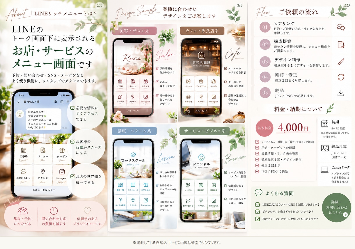 LINEリッチメニューを作成します 投稿内容と目的を整理し、見やすく構成 イメージ3