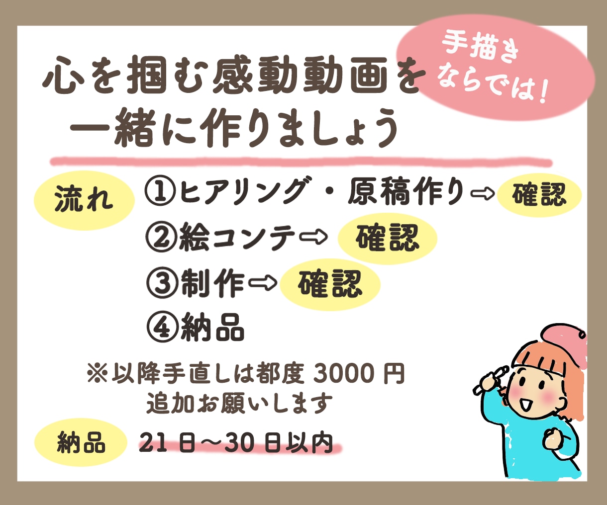 心に残る温かさを。手描き動画で貴方の想いを伝えます 商用利用可！著作権対応！丁寧なヒアリングで本質を引き出します イメージ3