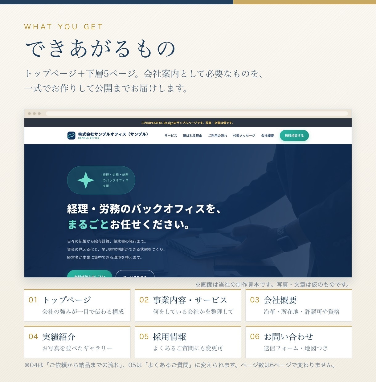 見てから頼める｜会社のホームページを制作します 屋号と業種を教えていただければ、先に試作をお見せします イメージ2
