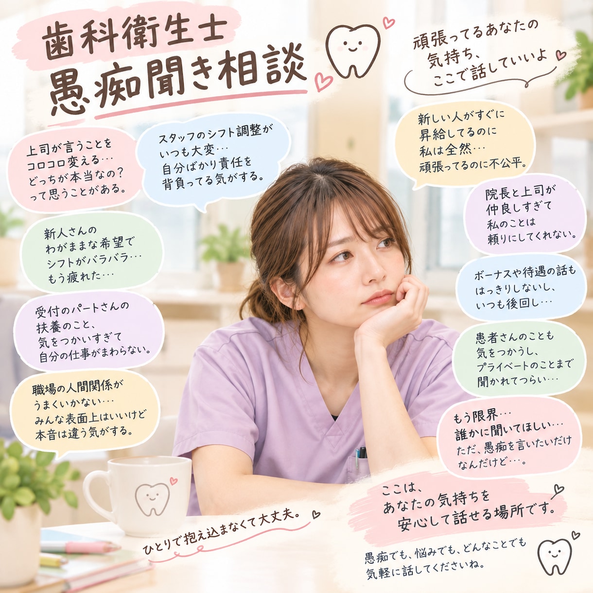 心の悩み相談、お受けします ⚪︎歯科衛生士の悩み相談、たくさん承れます イメージ1